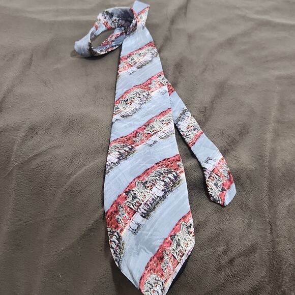 Wembley Endangered Species Zebra Silk Tie blue gray - Picture 1 of 6